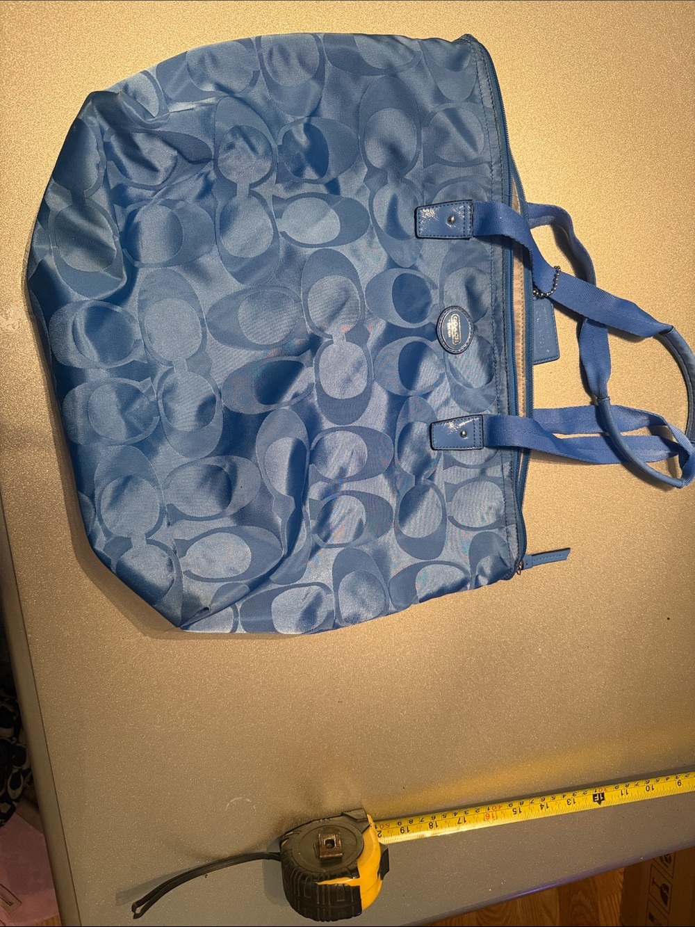Coach Blue Signature Monogram Tote